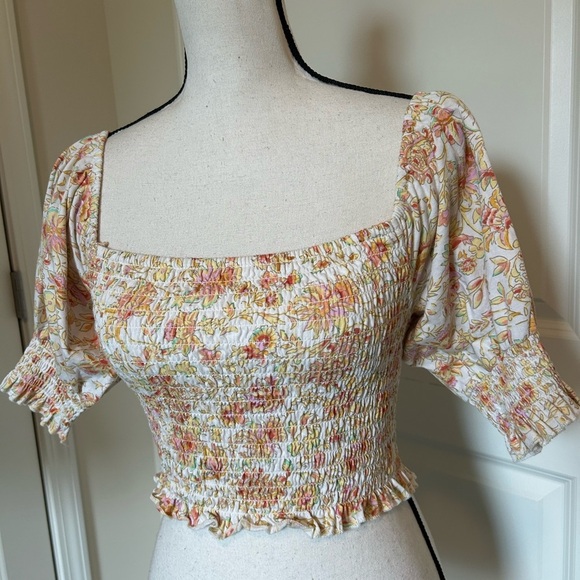 Billabong floral ruched off the shoulder crop top - Picture 5 of 10